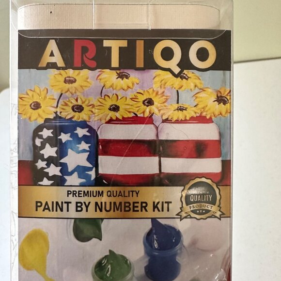 Patriotic Mason Jar Paint By Number Kit Craft Kit - Picture 1 of 9